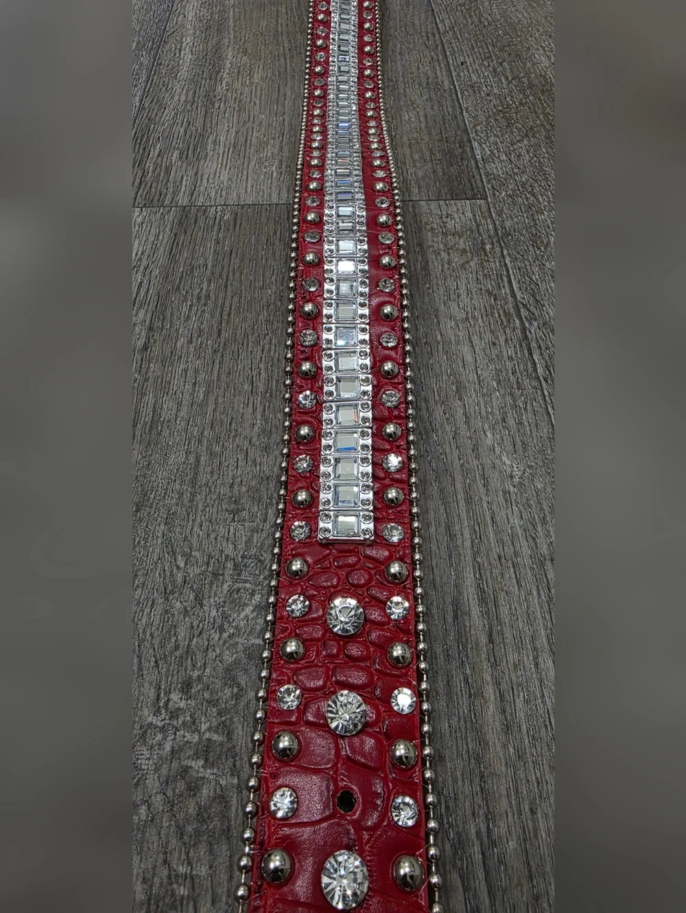 Women's Red & Silver Rhinestone Belt-Size SM